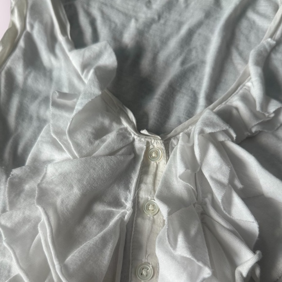Women’s J. Crew White Ruffle Button Front Tank Top Cotton Poly Blend Sz Medium - Picture 5 of 11